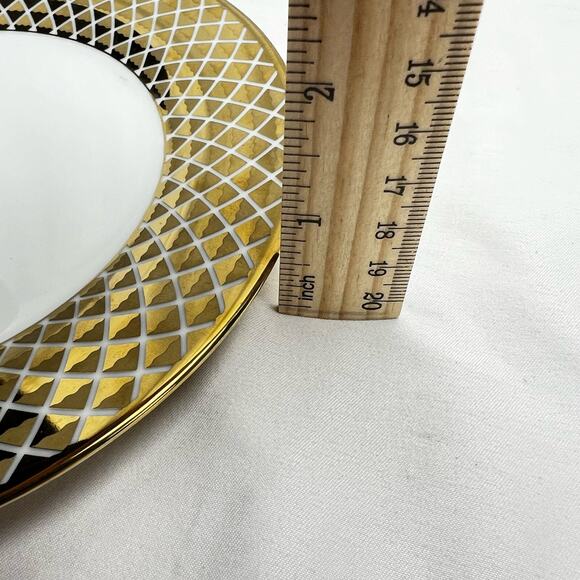 Ciroa Luxe Fine Porcelain Metallic Lattice Pattern Salad Plate Replacement - Picture 5 of 6